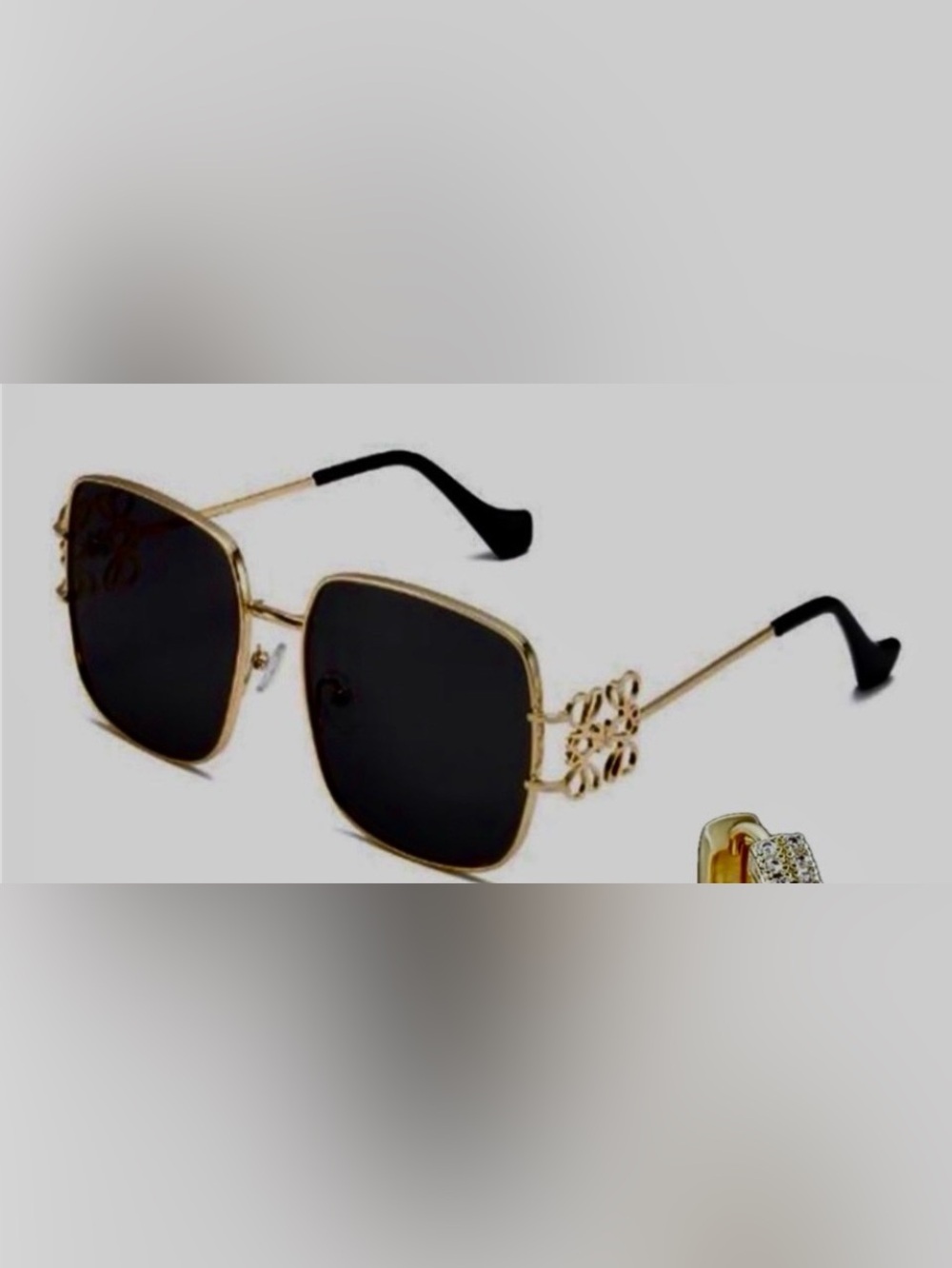 Gold Frame Black Lens Women's Designer Sunglasses.
